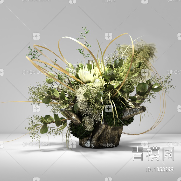 植物装饰 花篮3D模型下载【ID:1353299】