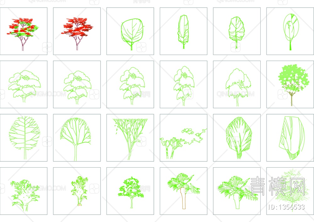 CAD植物立面图例【ID:1356533】