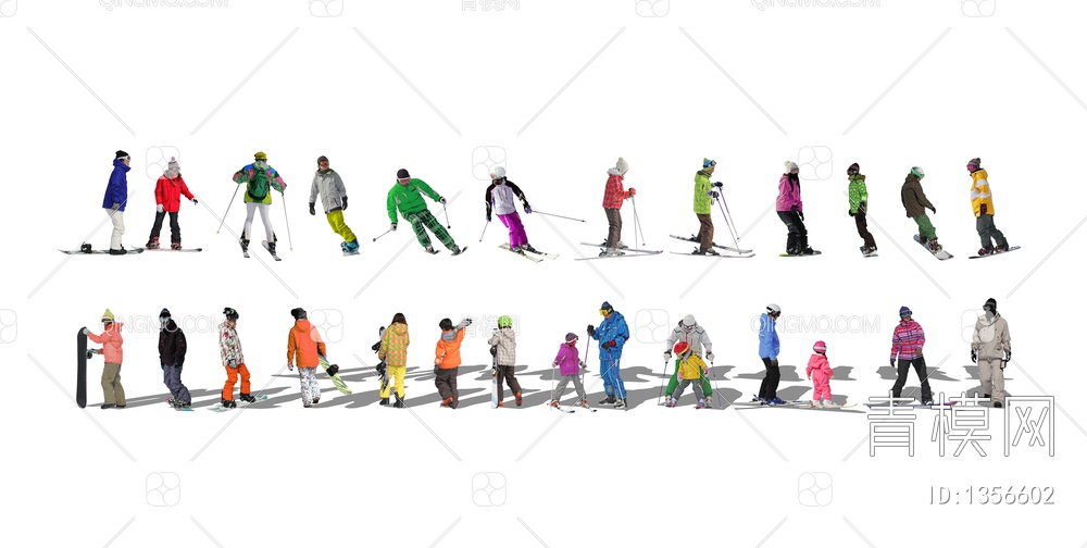 滑雪溜冰运动人物SU模型下载【ID:1356602】