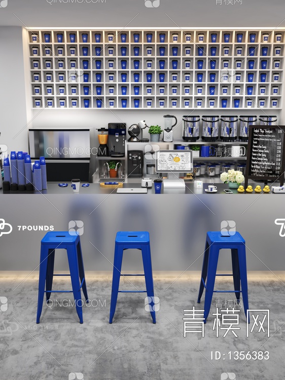 咖啡店吧台3D模型下载【ID:1356383】