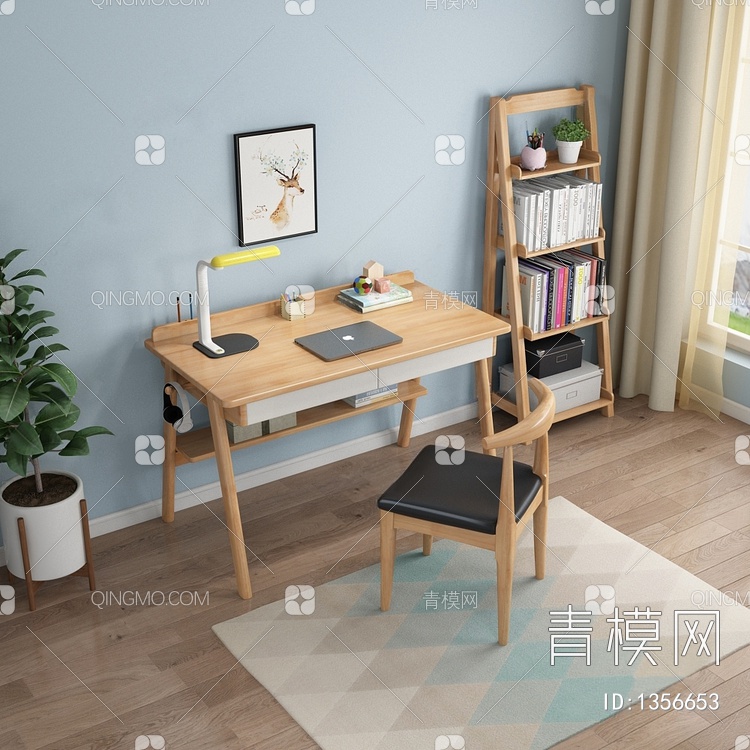 儿童书桌椅组合_电脑3D模型下载【ID:1356653】