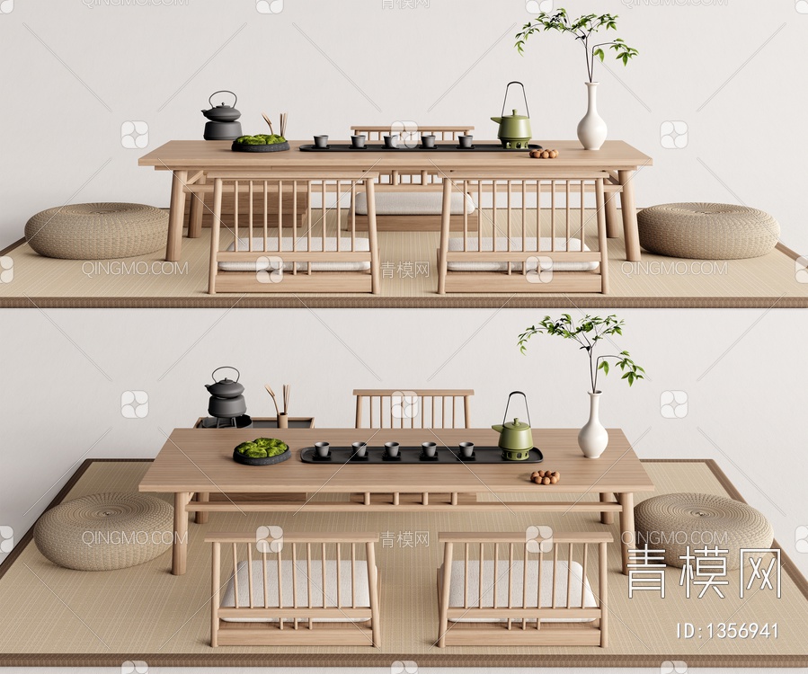茶台 茶桌椅组合 茶具3D模型下载【ID:1356941】