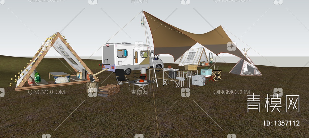 露营帐篷设备SU模型下载【ID:1357112】