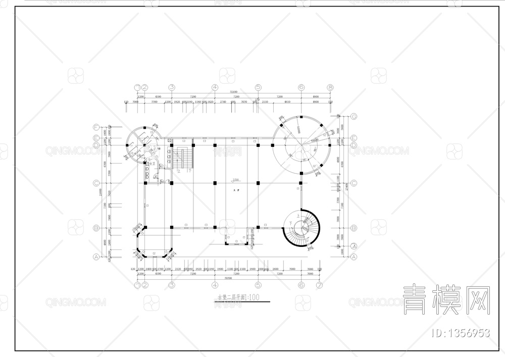 三层坡顶天都城法国古堡建施【ID:1356953】