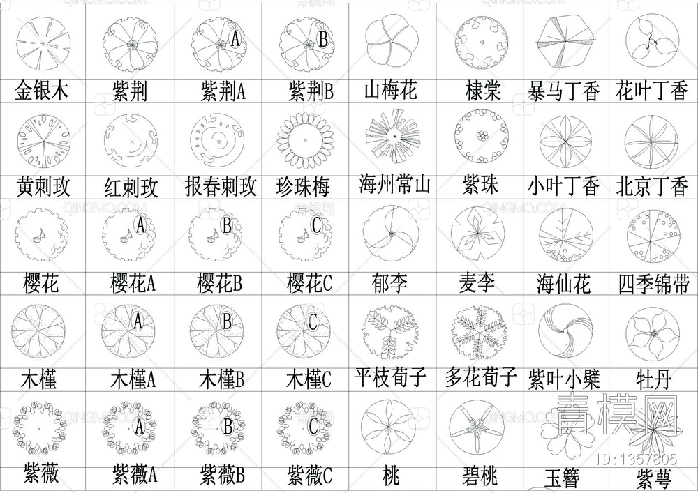 北部植物平面图块【ID:1357805】