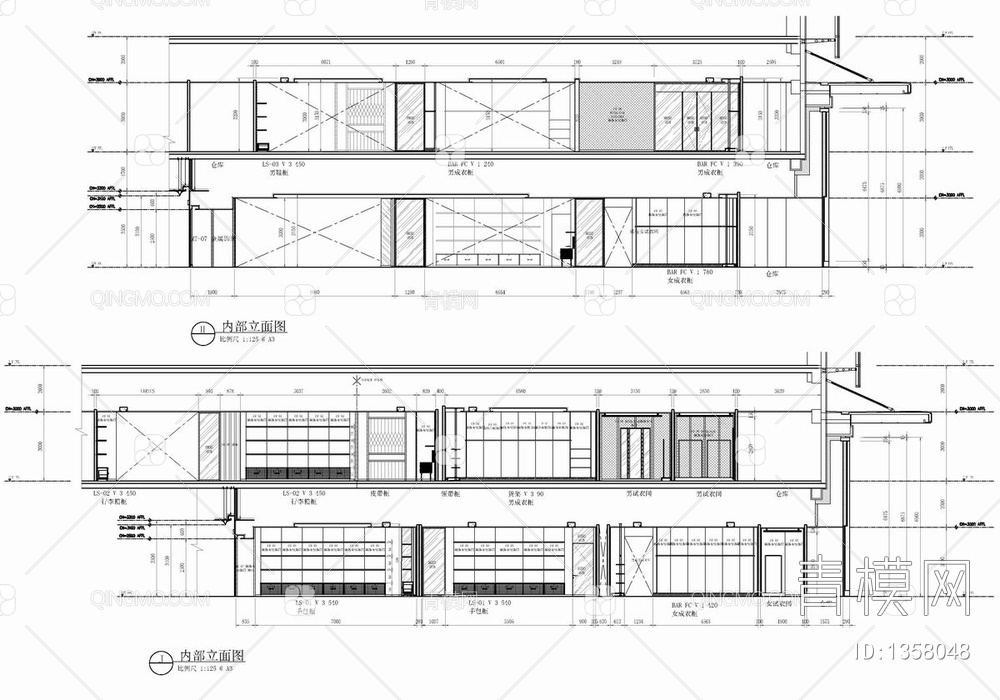 1000㎡精品奢侈品店CAD施工图 卖场 商场 奢侈品专柜 精品店【ID:1358048】