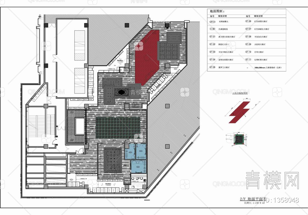 1000㎡精品奢侈品店CAD施工图 卖场 商场 奢侈品专柜 精品店【ID:1358048】