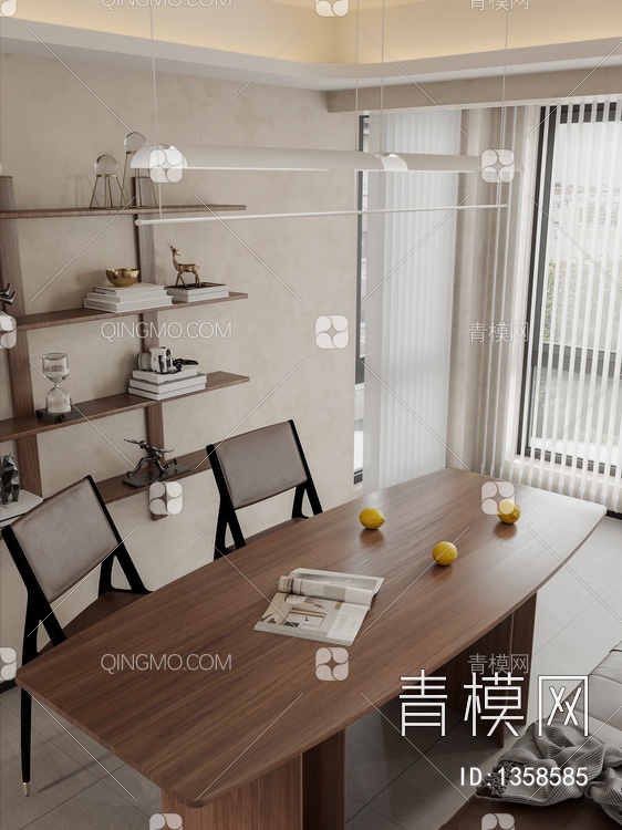 诧寂客餐厅 沙发茶几组合 餐桌椅 挂画 装饰品 酒柜3D模型下载【ID:1358585】