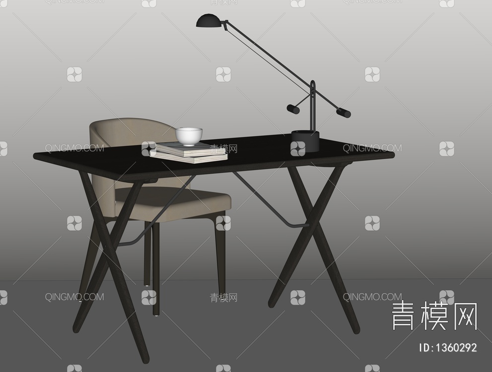 书桌椅SU模型下载【ID:1360292】