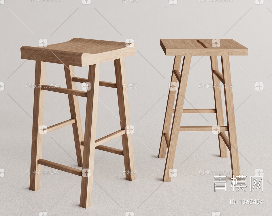 原木吧椅 吧凳3D模型下载【ID:1362404】