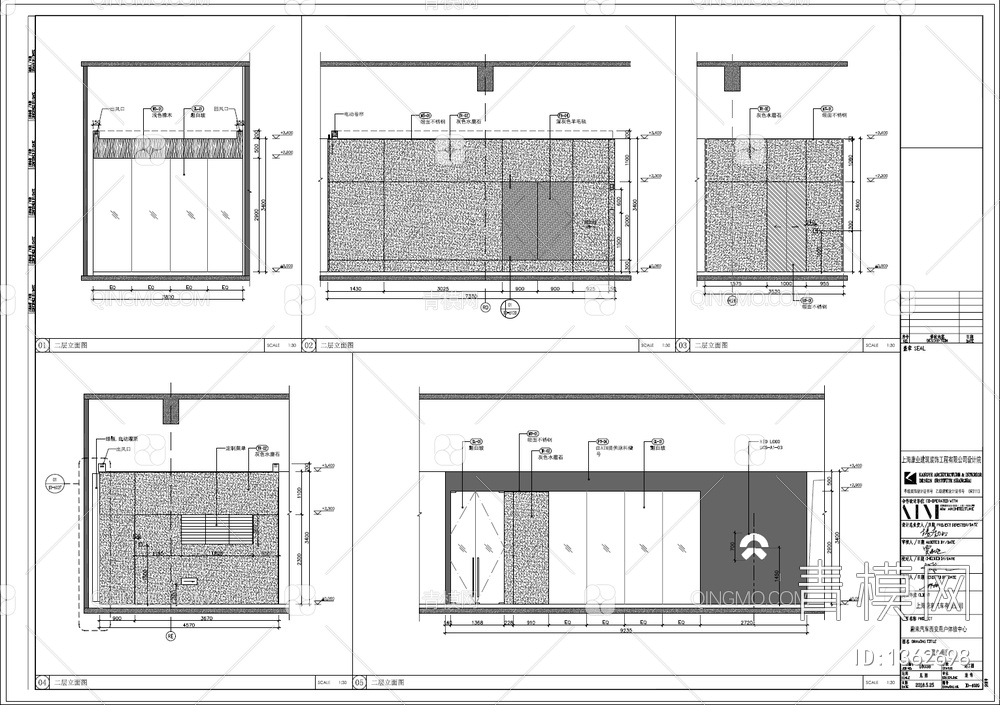 800㎡用户汽车体验中心CAD施工图+效果图+物料表 4S店 汽车展厅【ID:1362698】