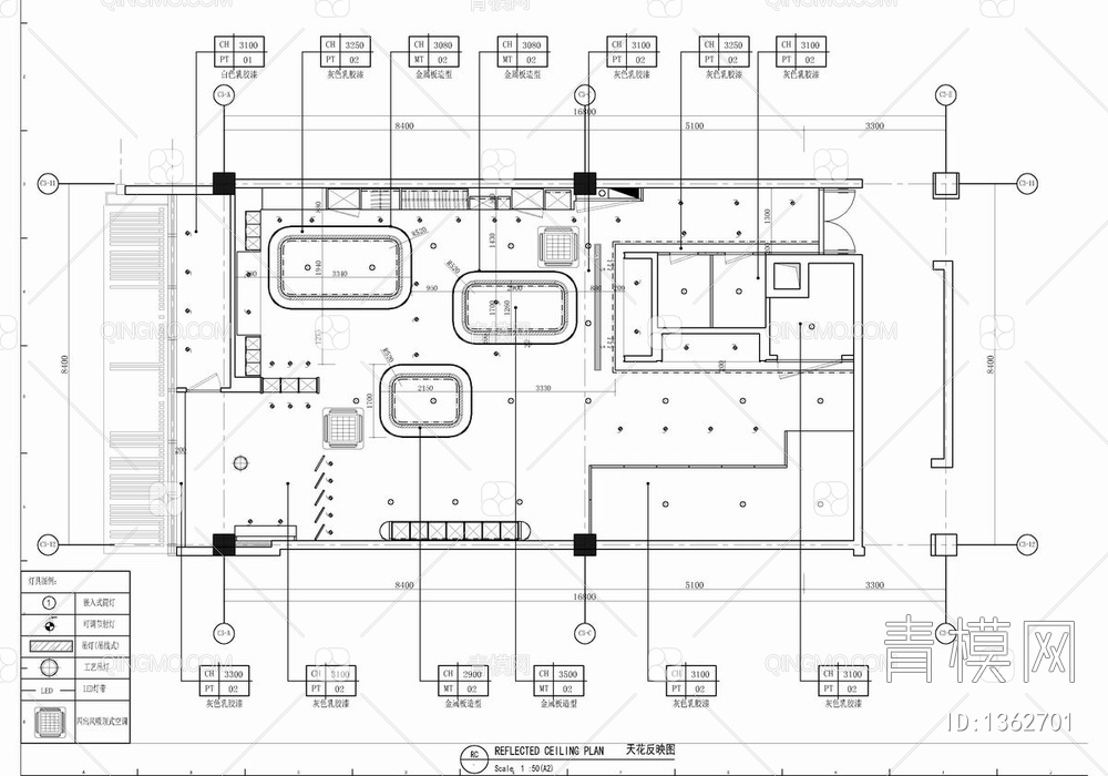 140㎡高端服装定制店CAD施工图 服装店 定制店 专卖店【ID:1362701】