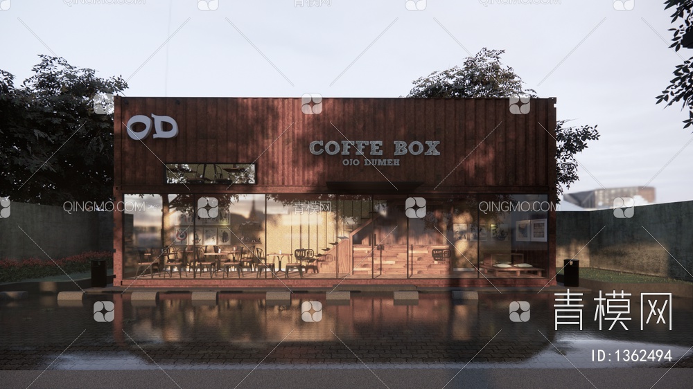 咖啡厅集装箱商业SU模型下载【ID:1362494】