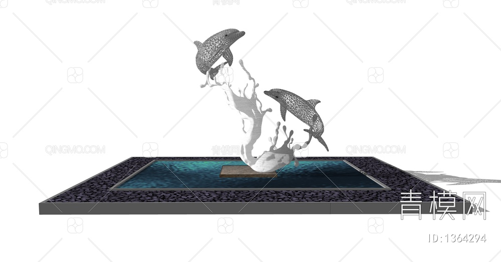 水滴海豚雕塑小品SU模型下载【ID:1364294】