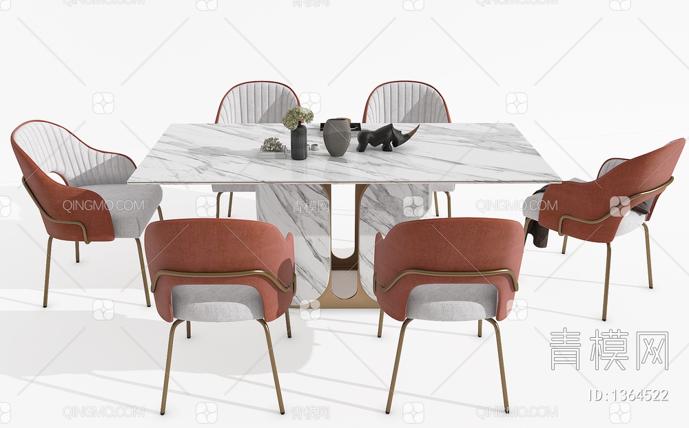 餐桌椅组合SU模型下载【ID:1364522】