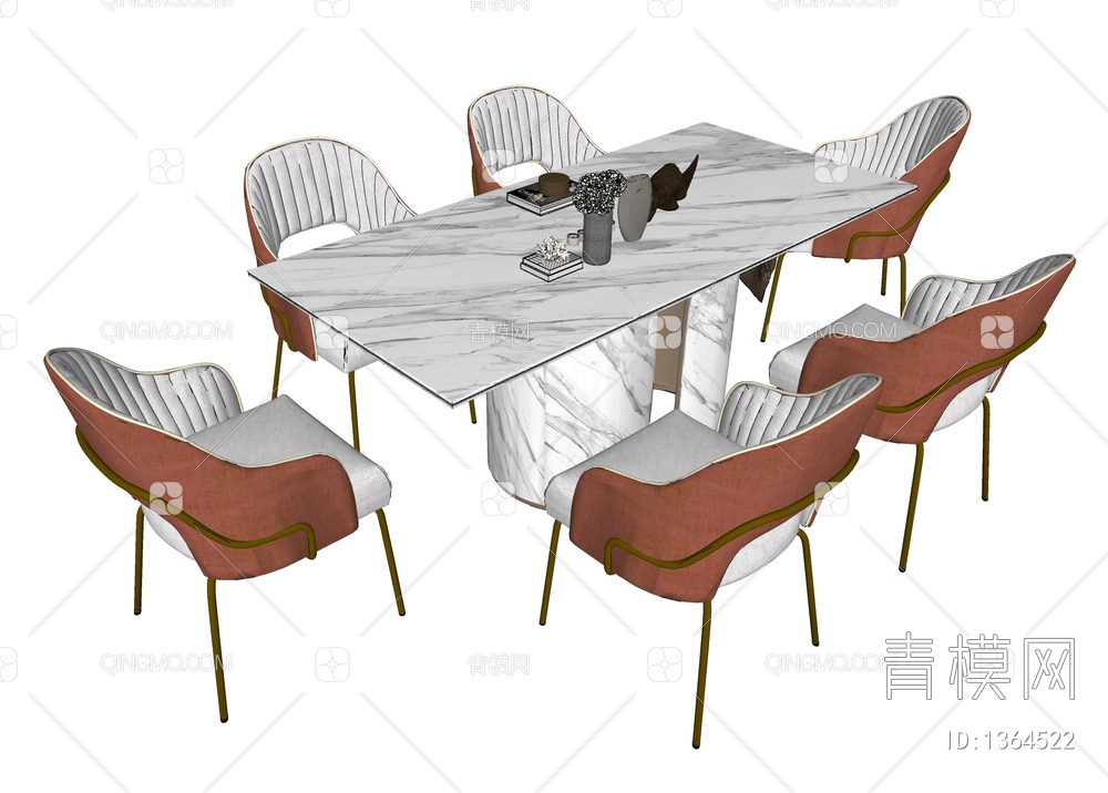 餐桌椅组合SU模型下载【ID:1364522】