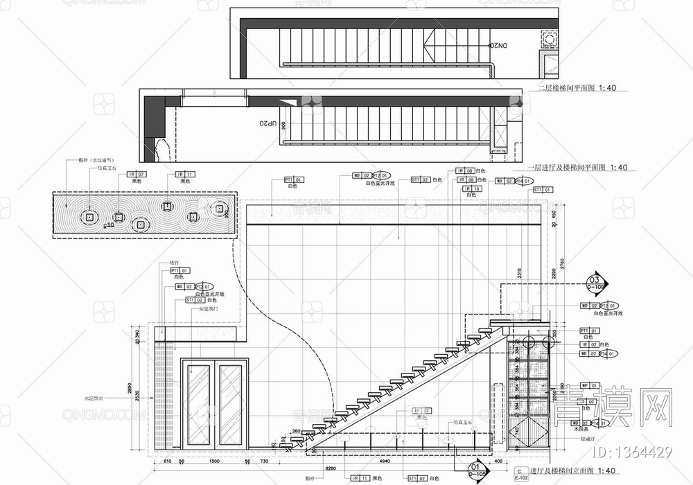 玉器展示办公会所CAD施工图+效果图 展厅 陈列厅 会所 办公室【ID:1364429】