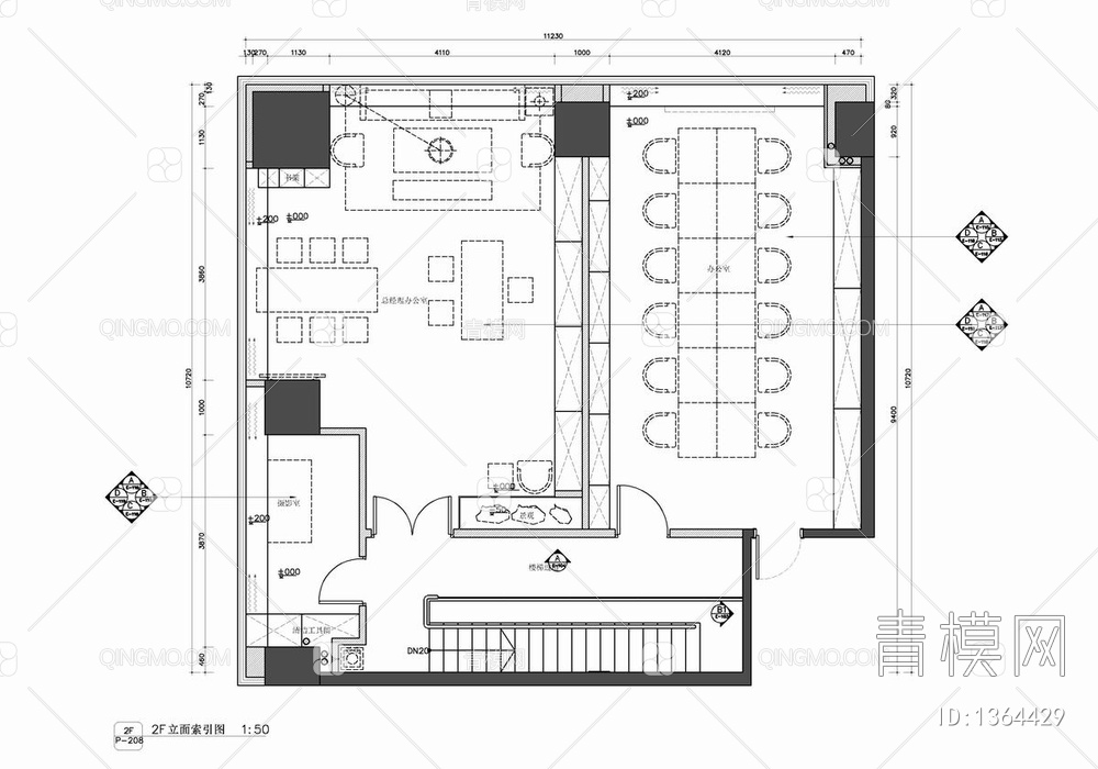 玉器展示办公会所CAD施工图+效果图 展厅 陈列厅 会所 办公室【ID:1364429】