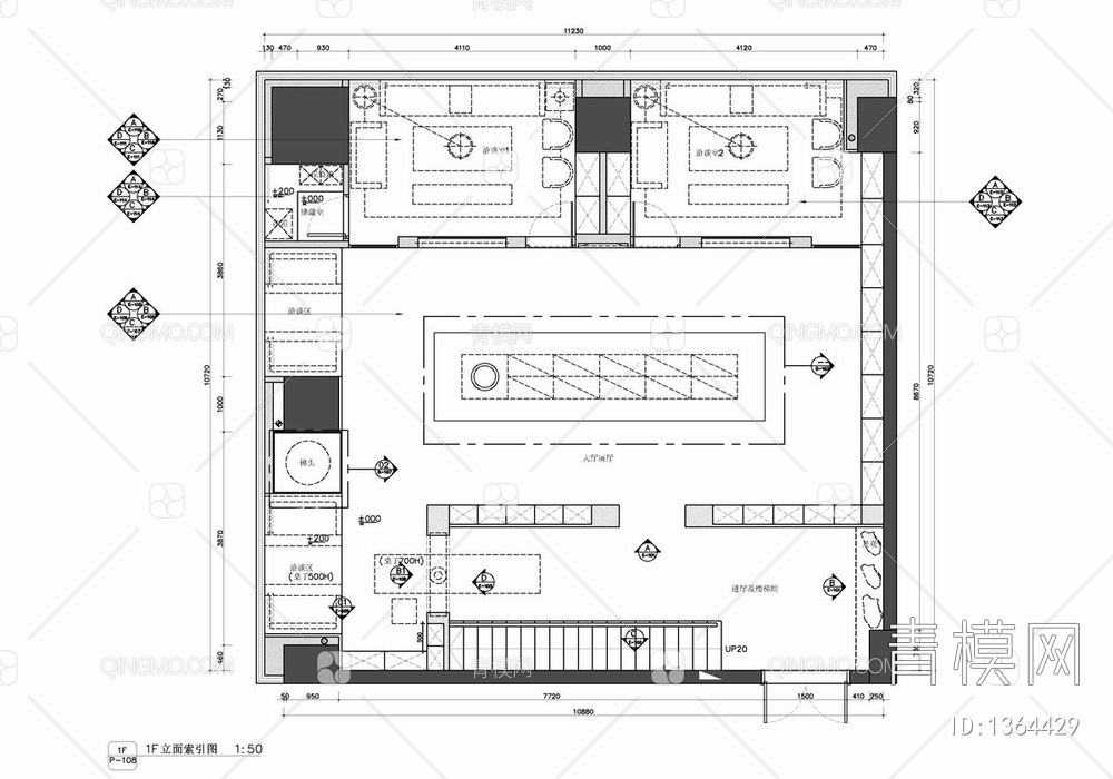 玉器展示办公会所CAD施工图+效果图 展厅 陈列厅 会所 办公室【ID:1364429】