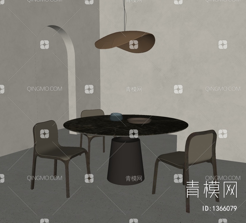 餐桌椅组合SU模型下载【ID:1366079】