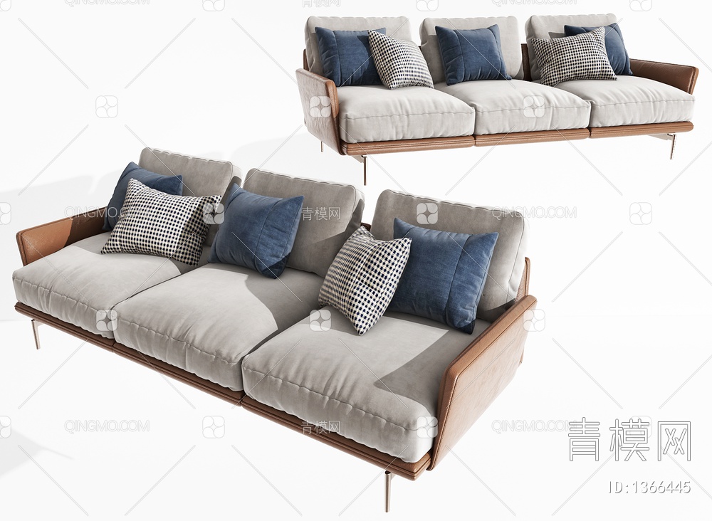 三人沙发3D模型下载【ID:1366445】