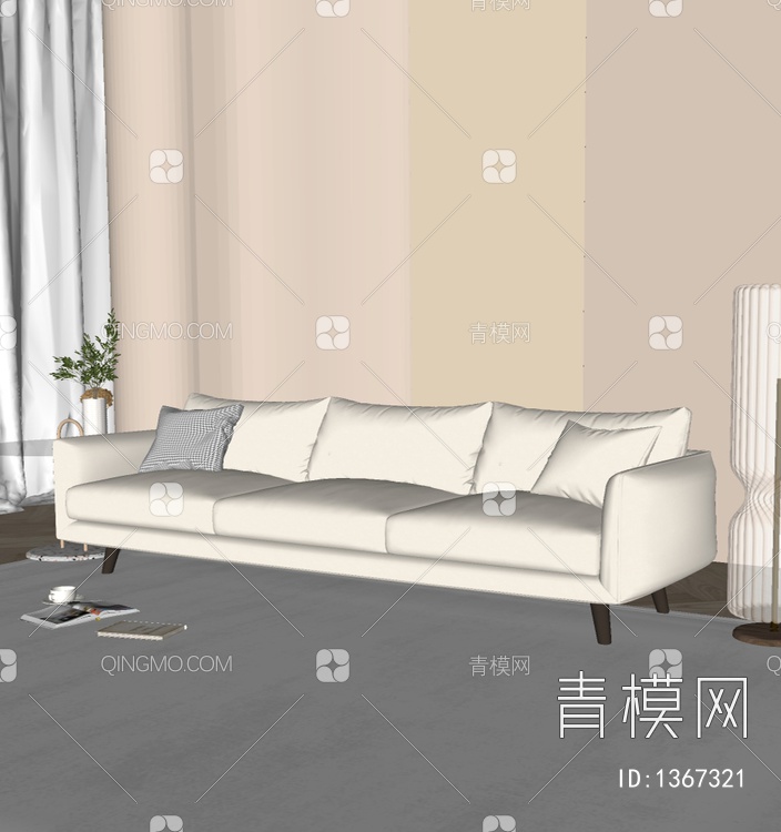 三人沙发SU模型下载【ID:1367321】