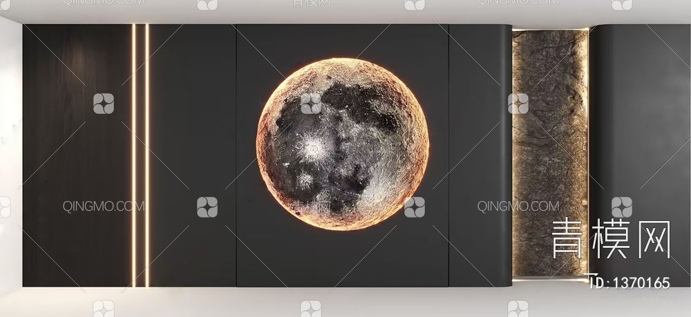 月球背景墙3D模型下载【ID:1370165】