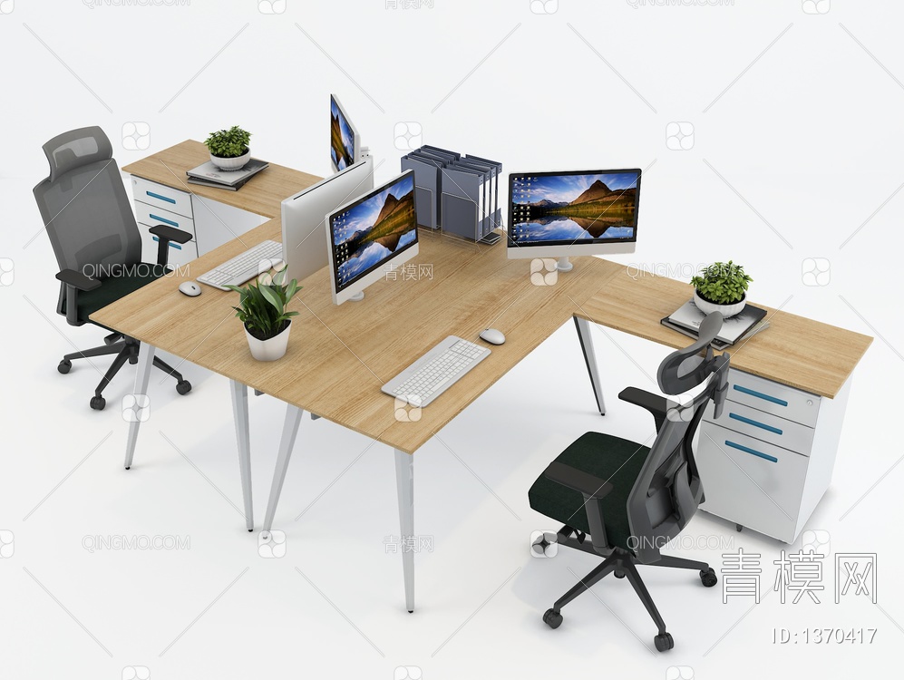 办公桌椅3D模型下载【ID:1370417】