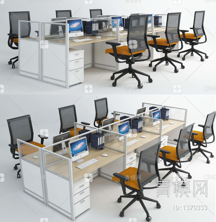 办公桌椅3D模型下载【ID:1370333】