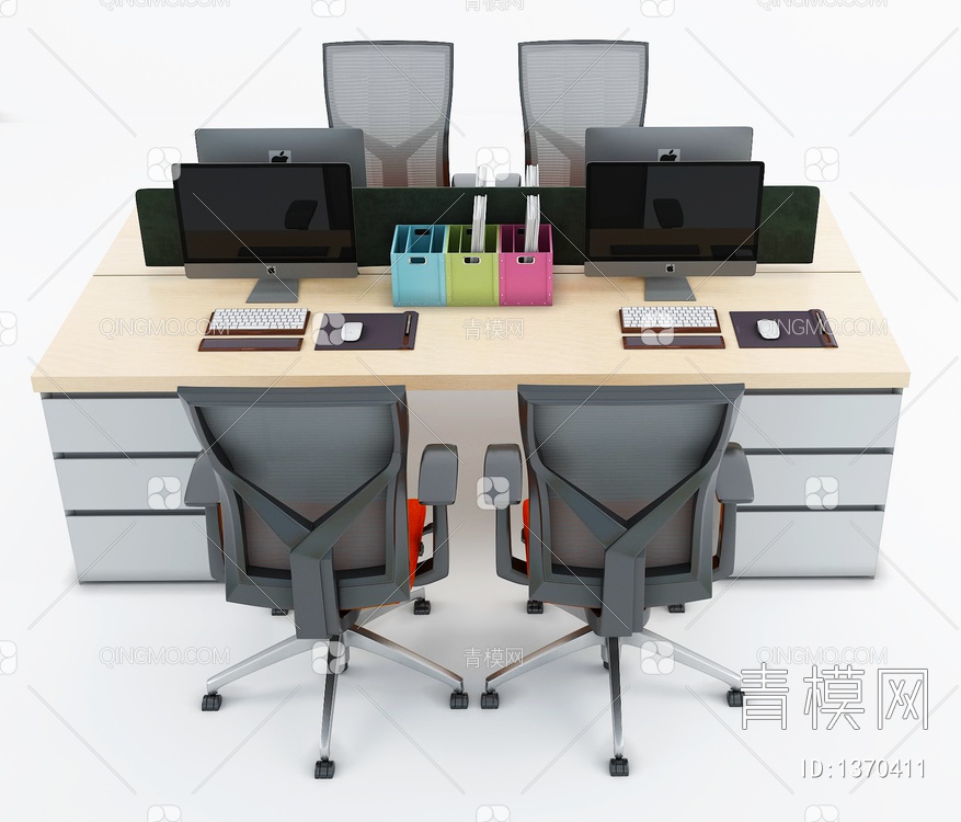 办公桌椅3D模型下载【ID:1370411】