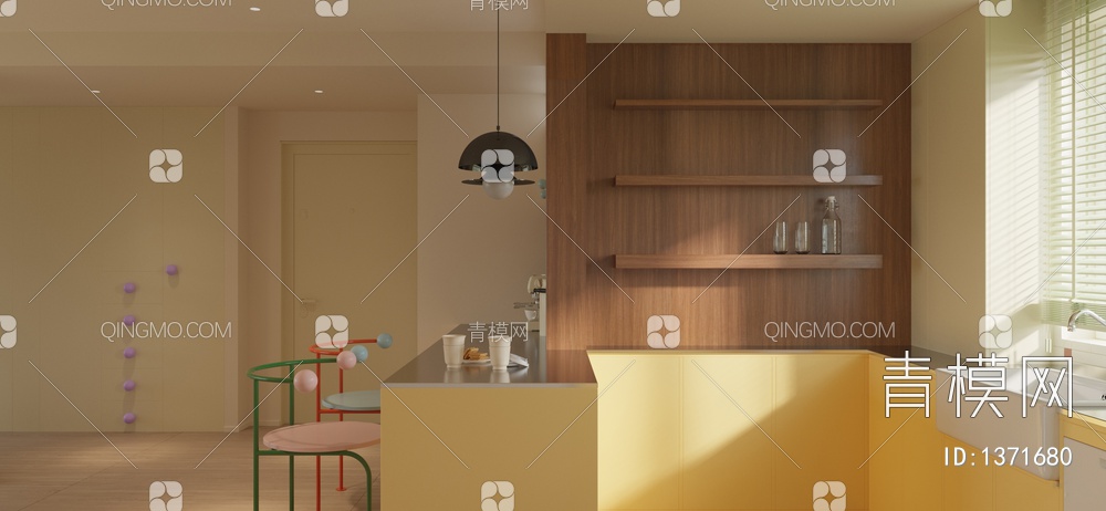客餐厅厨房3D模型下载【ID:1371680】