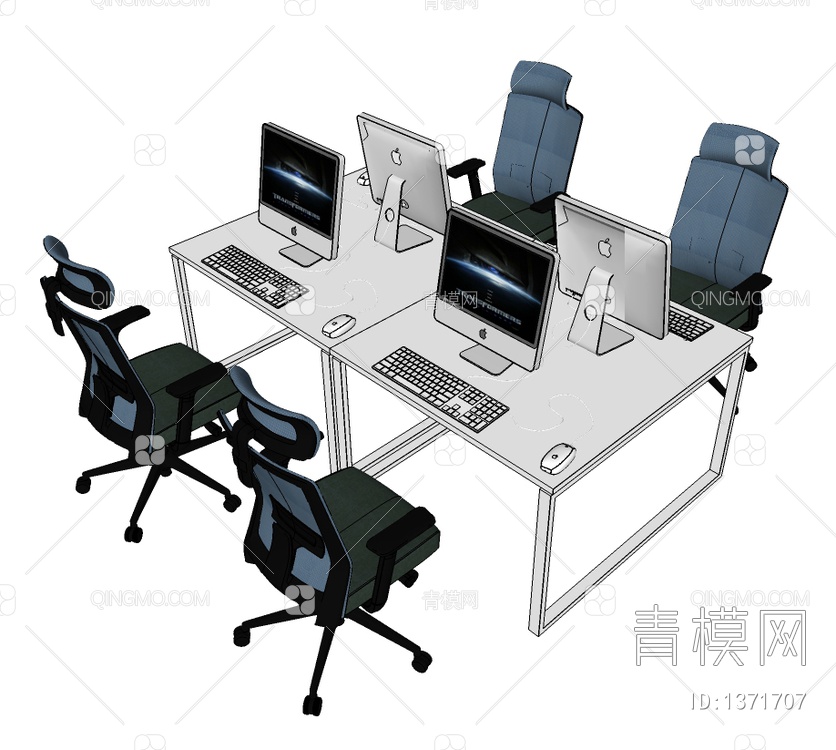 办公桌椅SU模型下载【ID:1371707】