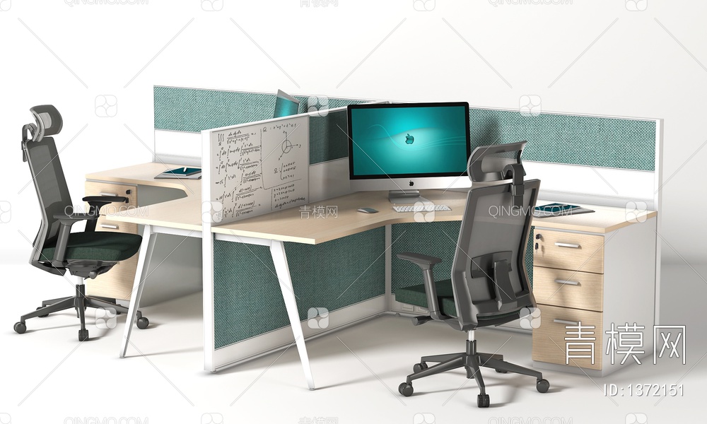 办公桌椅3D模型下载【ID:1372151】
