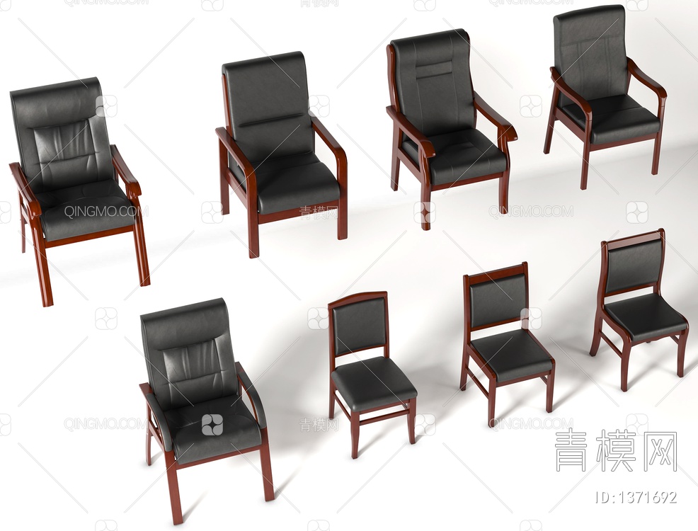 办公椅组合3D模型下载【ID:1371692】