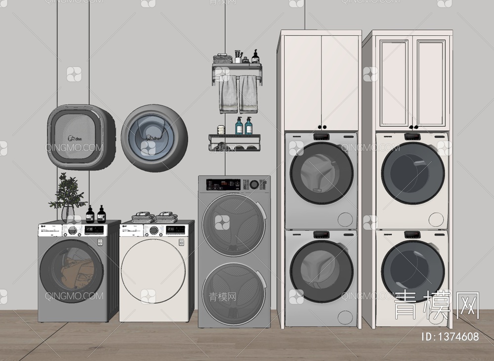 滚筒洗衣机SU模型下载【ID:1374608】