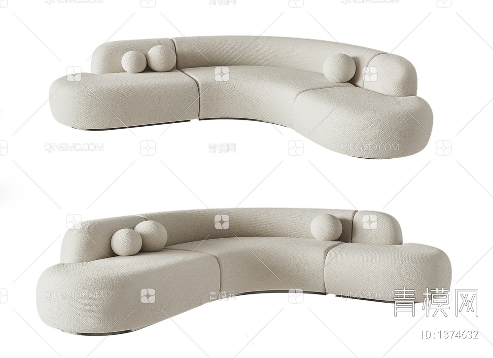 弧形沙发 异形沙发3D模型下载【ID:1374632】