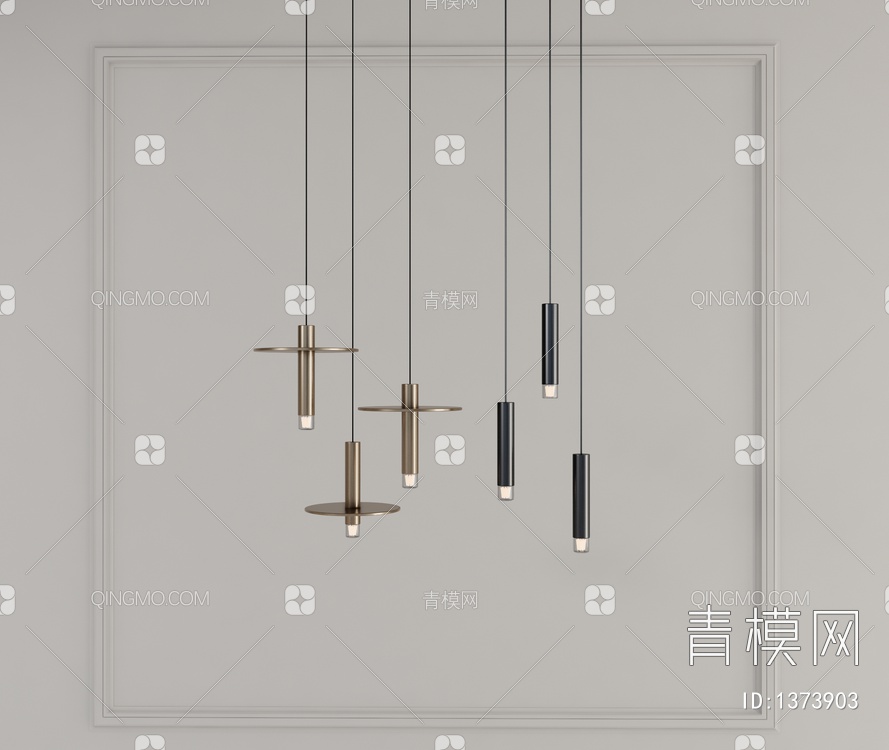 极简装饰金属吊灯SU模型下载【ID:1373903】