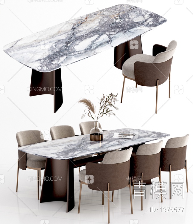 餐桌椅组合3D模型下载【ID:1375577】