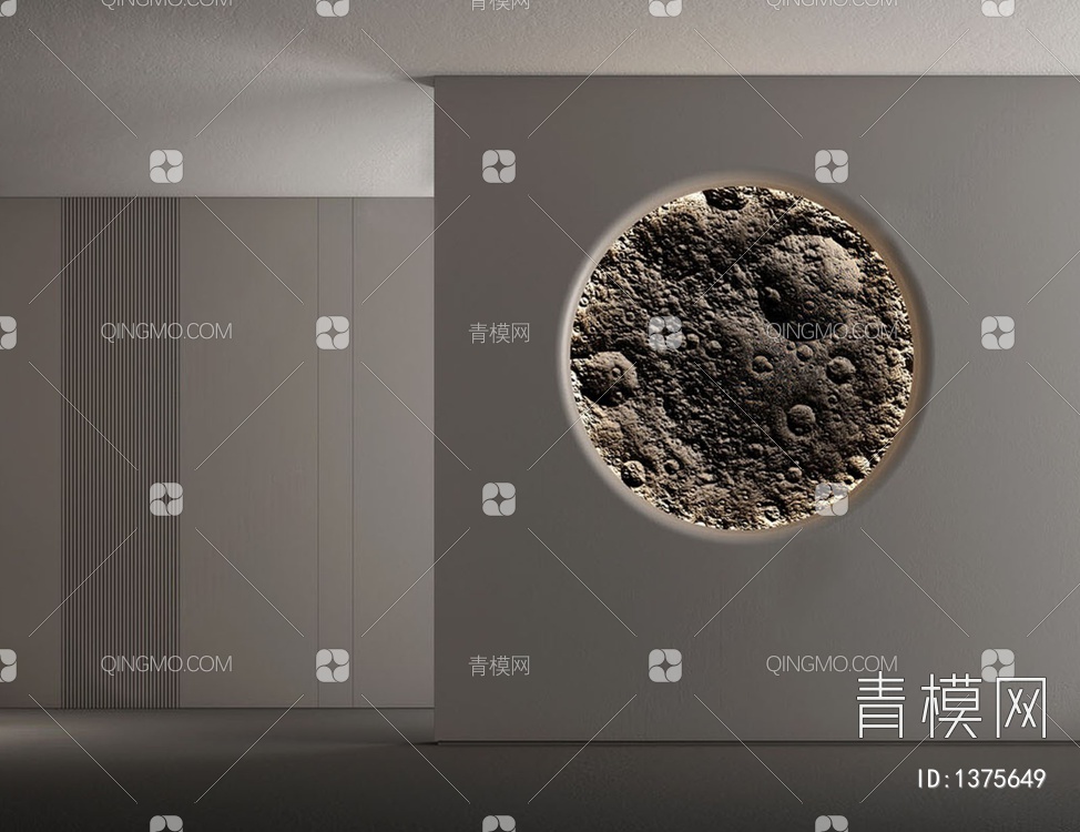 月球浮雕沙发背景墙3D模型下载【ID:1375649】