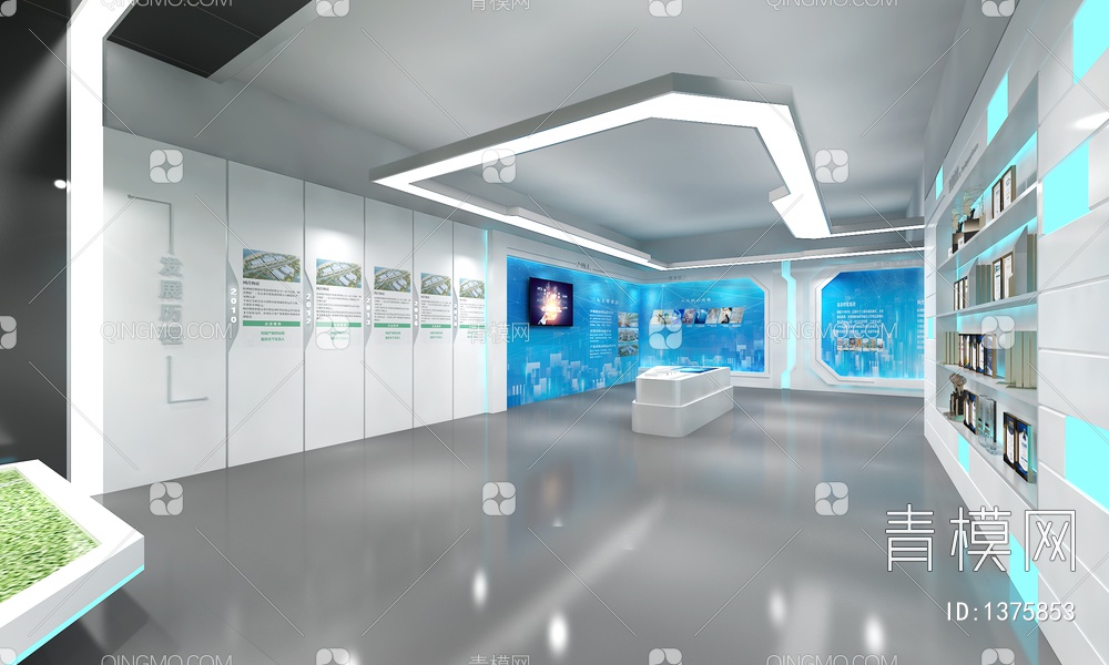 科技企业展厅 数字沙盘 互动触摸屏 荣誉墙 LED拼接大屏3D模型下载【ID:1375853】