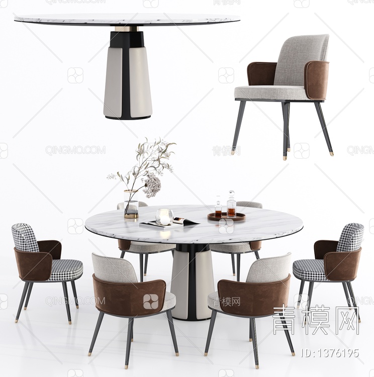 餐桌椅组合3D模型下载【ID:1376195】
