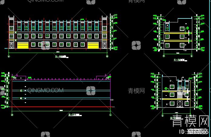 全套3层厂房建筑施工图CAD图纸【ID:1377065】