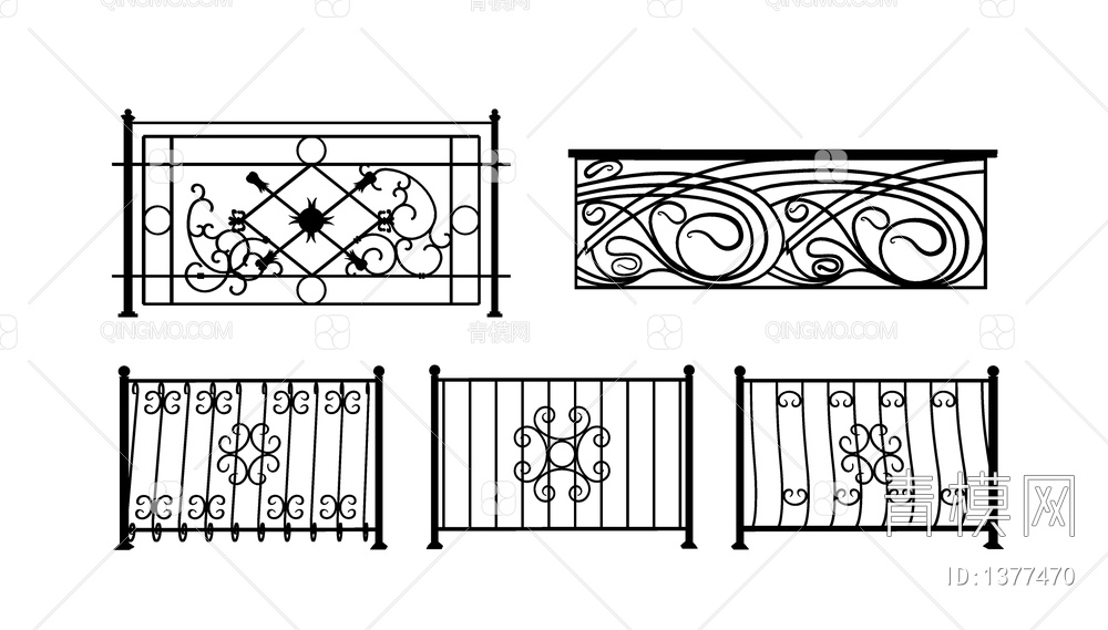 铁栏杆SU模型下载【ID:1377470】