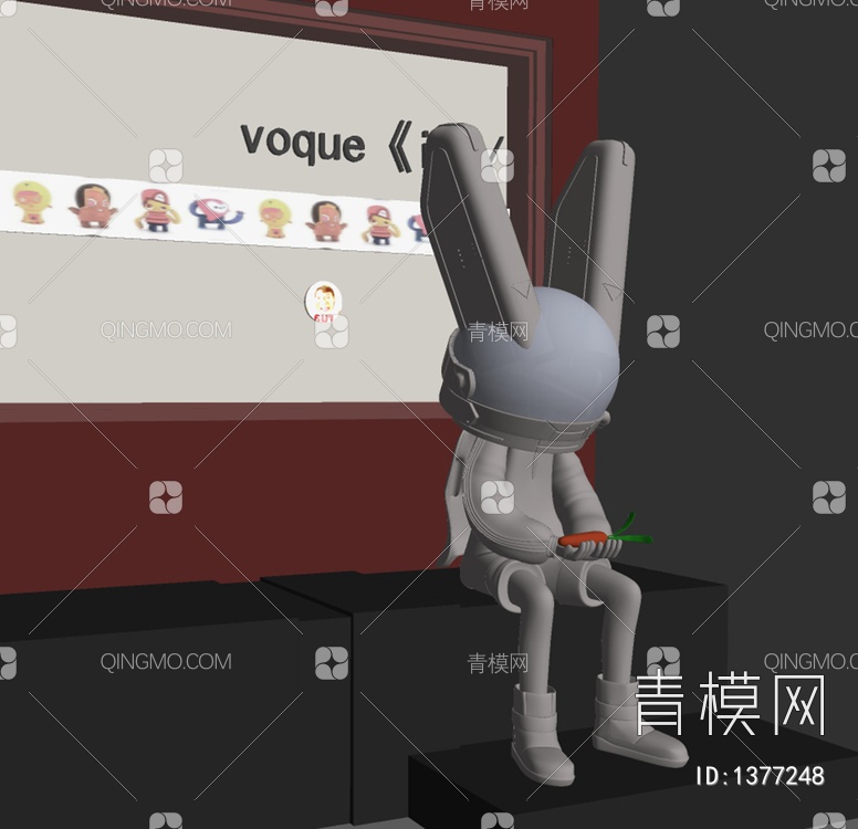 太空兔潮流雕塑SU模型下载【ID:1377248】