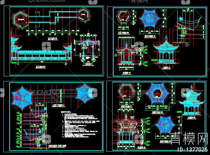 廊亭古建筑图【ID:1377026】