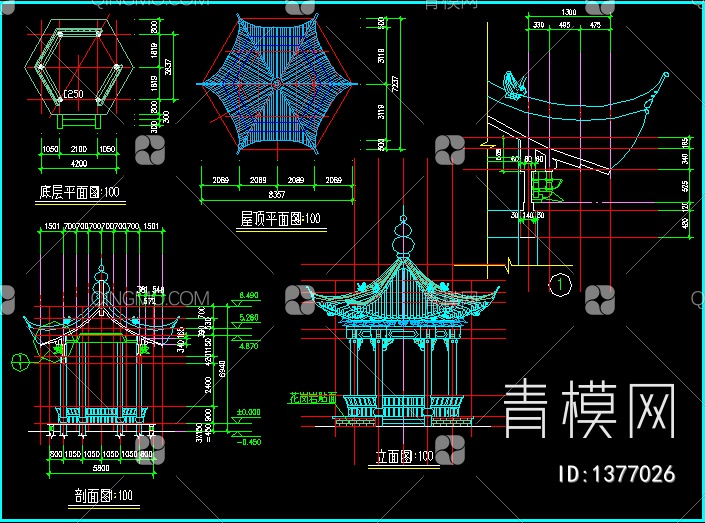 廊亭古建筑图【ID:1377026】