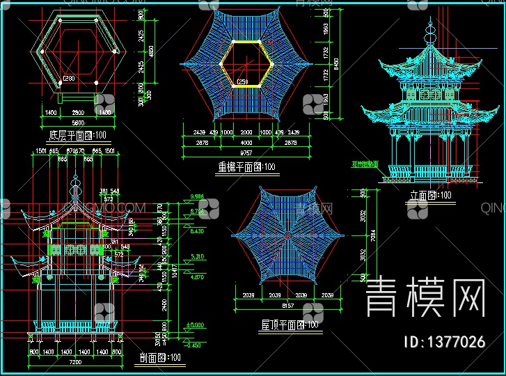 廊亭古建筑图【ID:1377026】