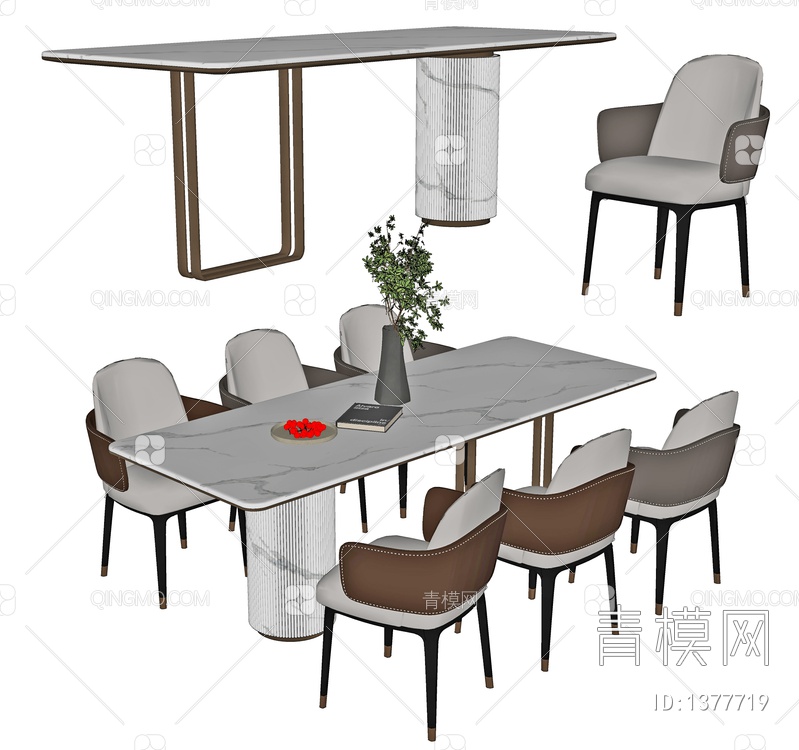餐桌椅组合SU模型下载【ID:1377719】
