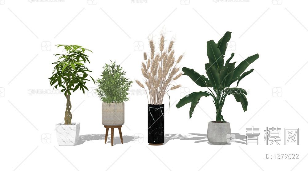 室内植物盆栽盆景SU模型下载【ID:1379522】