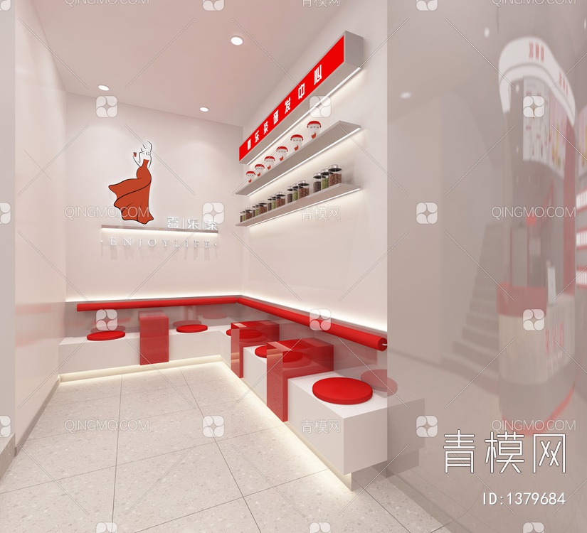 网红奶茶店 甜品店设计3D模型下载【ID:1379684】